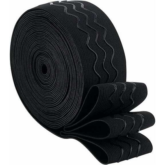 8 Yards x 2 Inch Black Silicone Gripper Elastic Band Polyester Non-Slip Gripper Elastic Flat Elastic Straps for DIY Garment Sewing Crafts Sports Shorts
