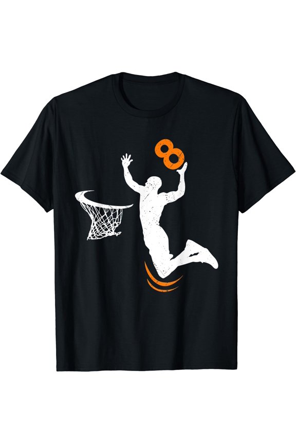 8 Year Old Basketball Dunk 8th Birthday Party Boys T-Shirt, Unisex T-Shirt