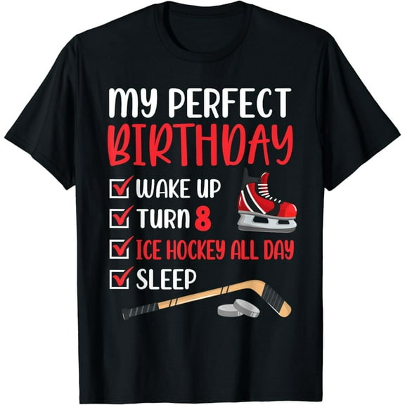 8 Year Old Ice Hockey Birthday Party 8th Boy Bday Eight T-Shirt