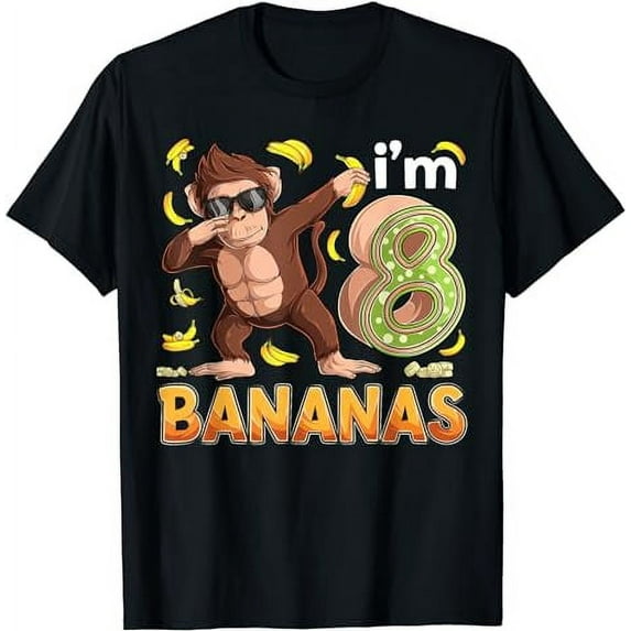 8 Year Old Monkey Birthday Safari Jungle Animal 8th B-day T-Shirt