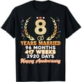 thumbnail image 1 of 8 Years Married Happy 8th Wedding Anniversary Couple Ring T-Shirt, 1 of 4