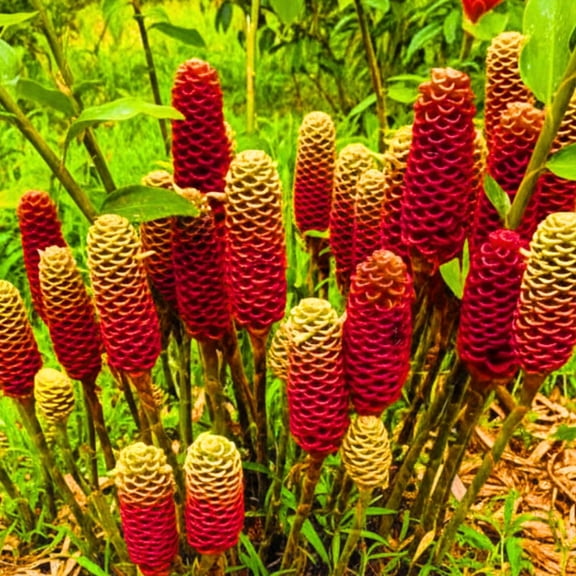 8 Zerumbet Zingiber Shampoo Ginger Roots Rhizomes, Awapuhi Fresh 9 Months Old Roots, Red Ginger Rhizomes Oudoor Planting, Pinecone Lily Ginger Flowers Cold Hardy