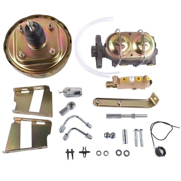 8" Zinc Power Brake Booster Conversion Kit - 1" Bore Fits 1960-1966 Chevy C10 C20 Disc/Drum - Includes Master Cylinder & Proportioning Valve