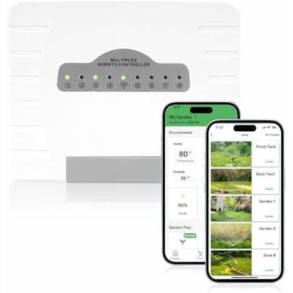 8-Zone WiFi Smart Sprinkler Controller,Garden & Yard Smart Sprinkler Controller,Weather Intelligence,Customized Watering Schedules,App Enabled,Real-time Monitoring$$Garden & Patio