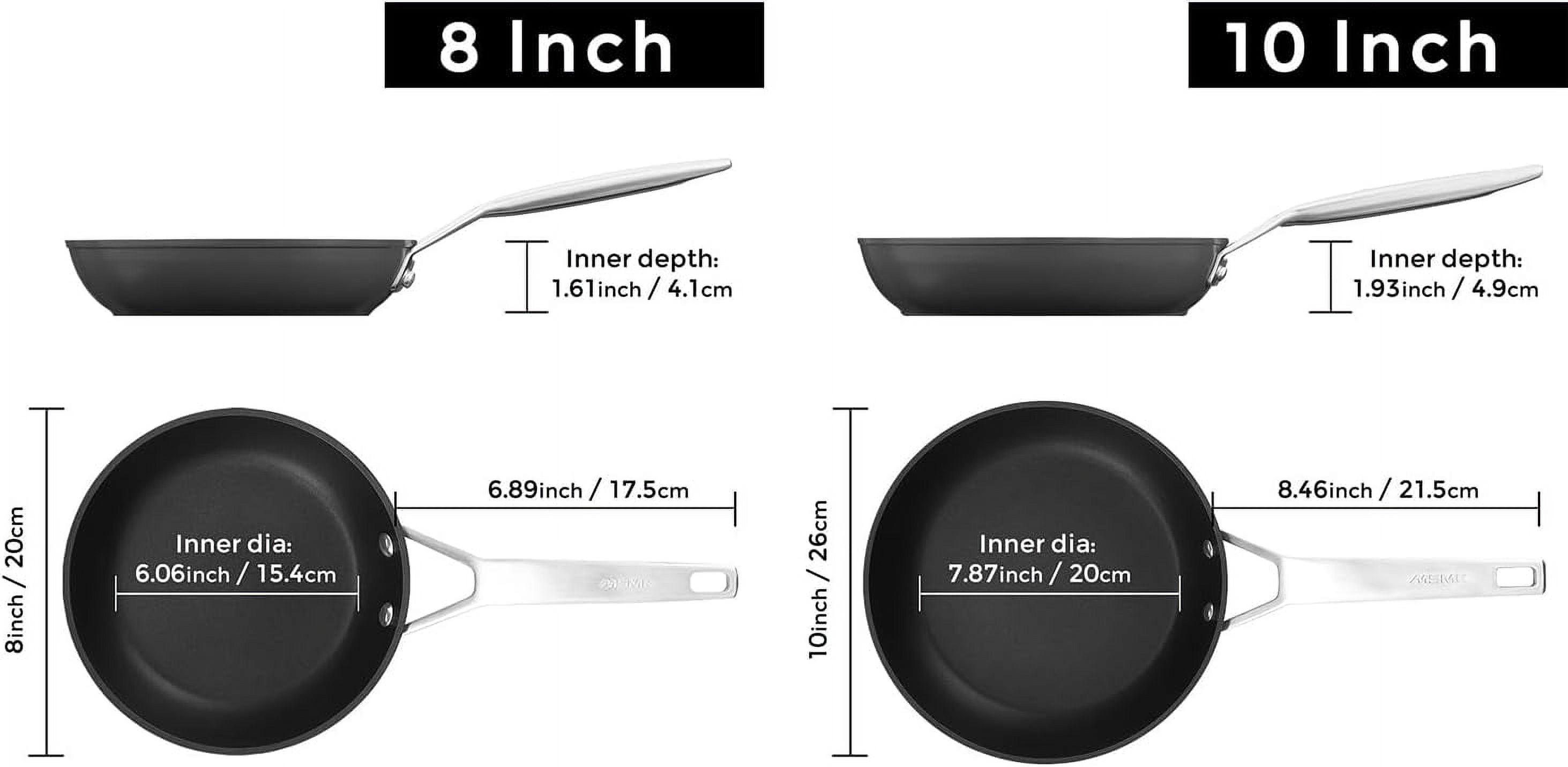 8 and 10 Inch Non Stick Frying Pan Set with  Ceramic  Coating for Efficient Cooking