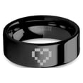 thumbnail image 1 of 8-bit Pixelated Heart Retro Gamer Engraved Black Tungsten Ring, 8mm, Size 7.5, 1 of 4