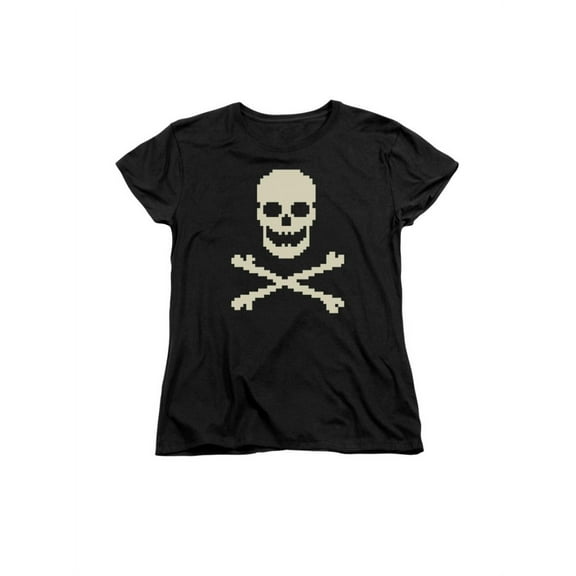 8 bit jolly roger skull and crossbones flag women's t-shirt tee