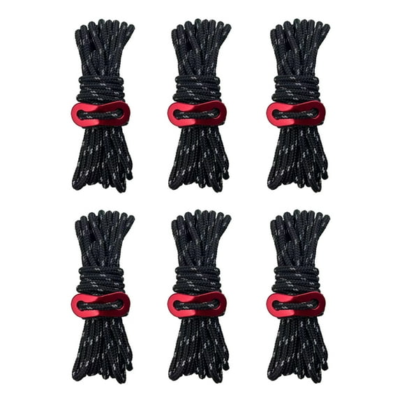 8 button Heavy Duty Camping Rope - 3.5mm Outdoor Reflective Guy Lines with Tensioner Adjuster Strong Nylon Cord for Large Tent Big Tarp Canopy Tie Downs