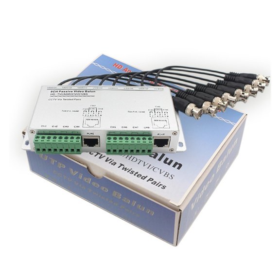 8-channel Twisted-pair Transmitter With Cable, BNC To RJ45 Network Cable HD Video Transmitter For Surveillance Systems, Used In Pairs.