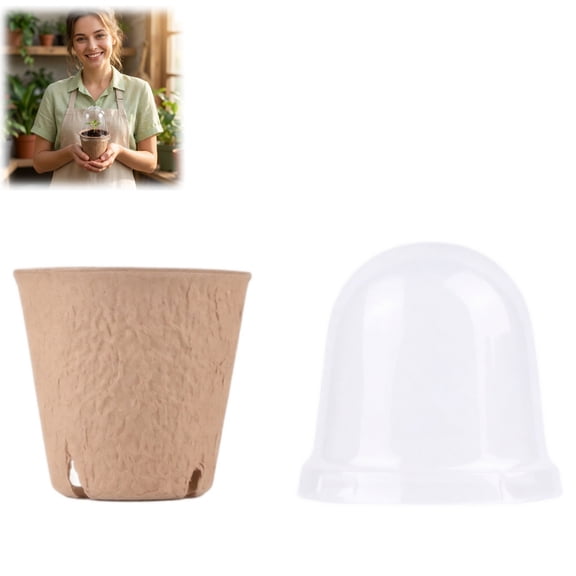 8 cm Plant Nursery Biodegraded Pots with Domes for Gardening Transplanting, Herbs, Vegetable Saplings