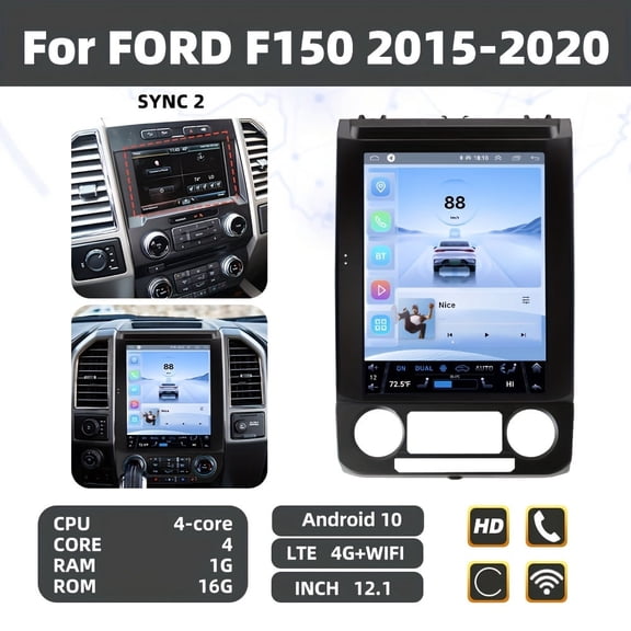 8 core Android 10 Car Radio For Ford F150 2015 2016 2017 2018 2019 2020 12.1 Inch Vertical Style Full Touch Screen Car GPS Navigation DVD Multimedia Player HD Headunit Mainframe car player