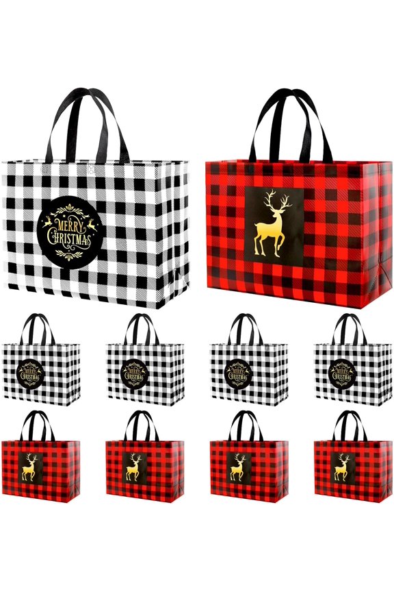 8 count   Bags with Handles for Christmas & Xmas Party Supplies