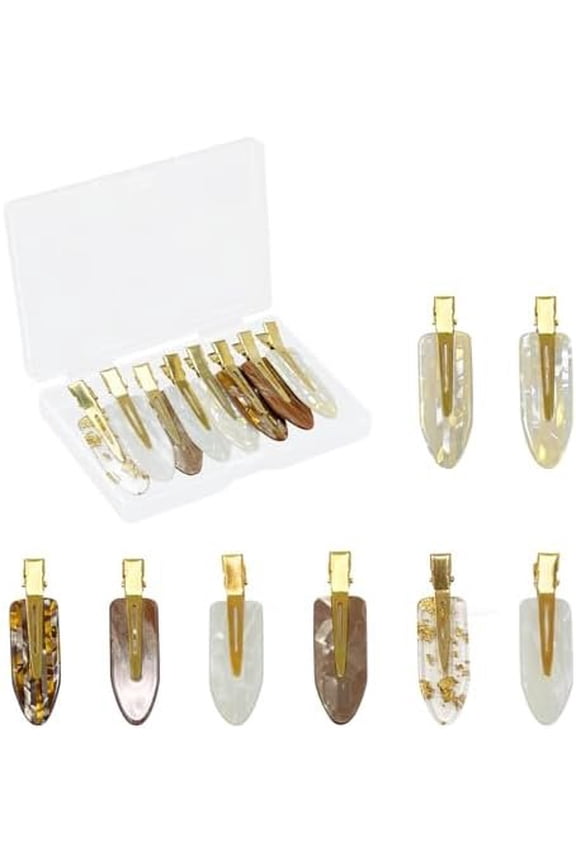 8 count No Bend No Crese Hir Clips- Creseless Flt Hir Clips for Women with Golden Hndle -Mkeup Semless Styling Hirpin, Colorful Smll Mkeup Clips for Bngs, Curls & Updos (Brown)