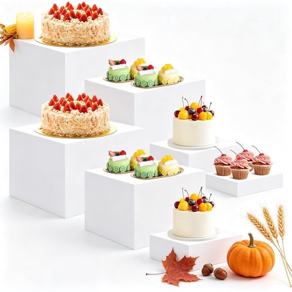 8 count Elegant White Buffet Risers For Party Stand