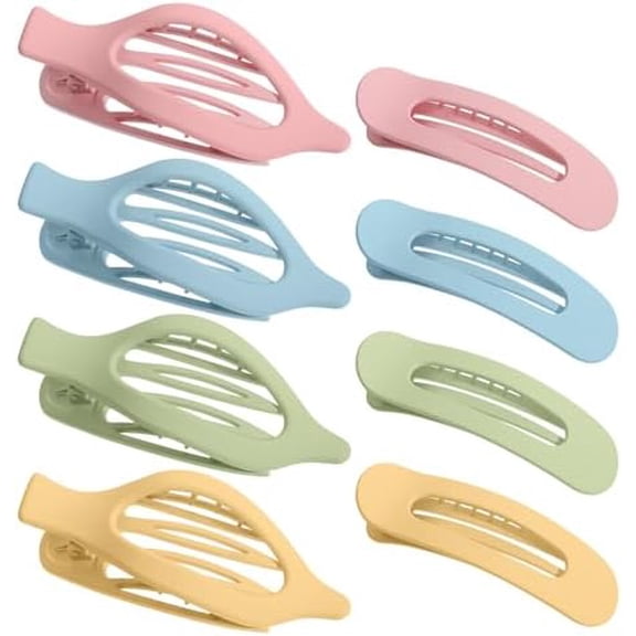 8 count Flat Hair Clips, Light Colorful Flat Claw Clips 2 Styles Hair Claws for Girls Teens
