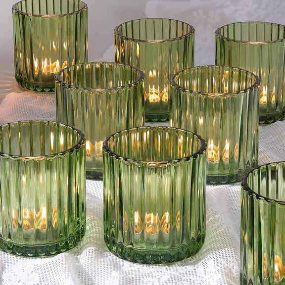 8 count Green Glass Large Votive Candle Holders, 2.89 * 3.08in |  Lights Candle Holders, Wedding Table Centerpieces, Boho  Dinner Birthday Party Decor