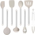 thumbnail image 1 of 8 count Kitchen Utensils Set,   Cooking Utensils Set for Non-Stick Cookware, Stainless Steel Handle, Heat Resistant Kitchen Gadgets Includes Large Spatula Tongs, Dishwasher Safe, Khaki, 1 of 6