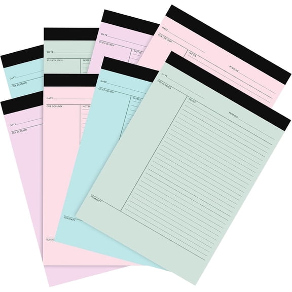 8 count Legal Pads College Ruled, 45 Sheets Note Pads, Multicolor
