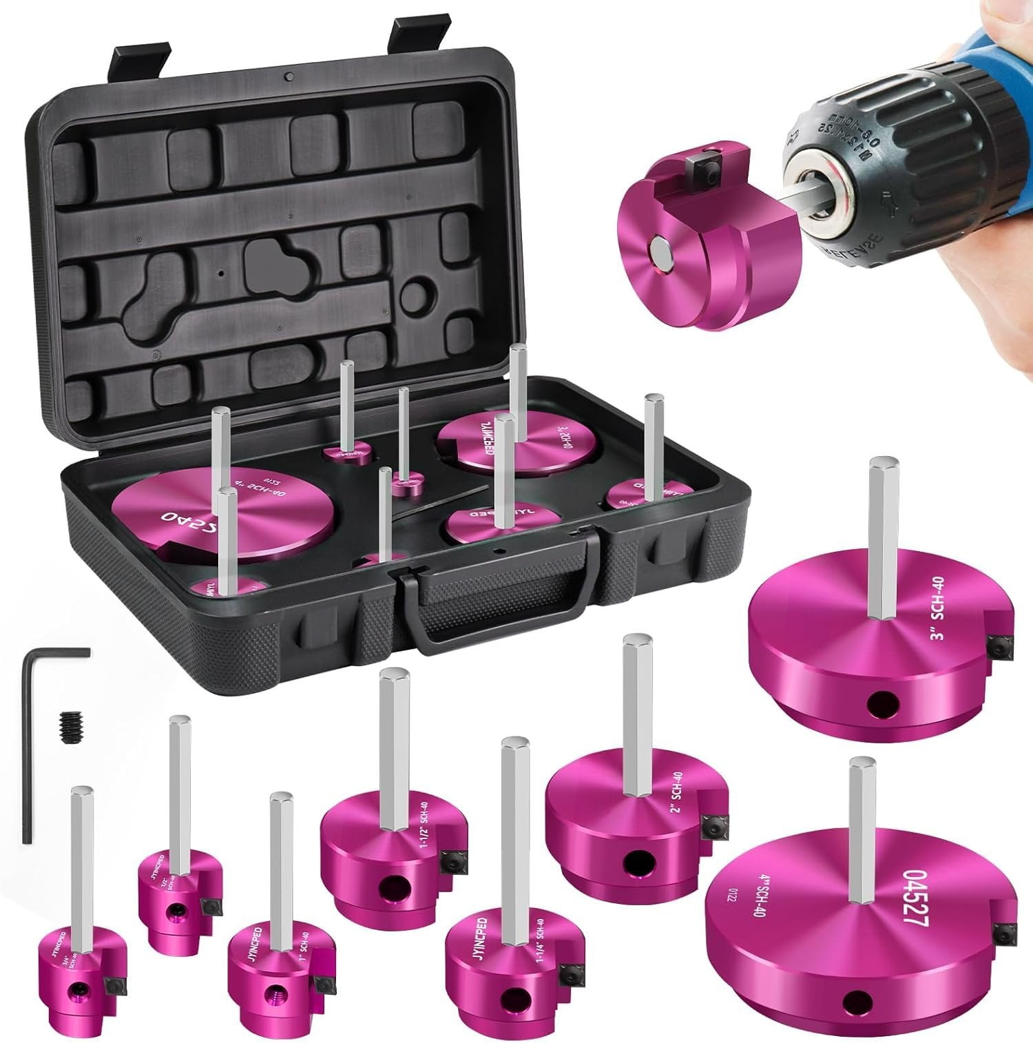 8 count PVC Pipe Reamer Kit,PVC Fitting Saver with 1/2