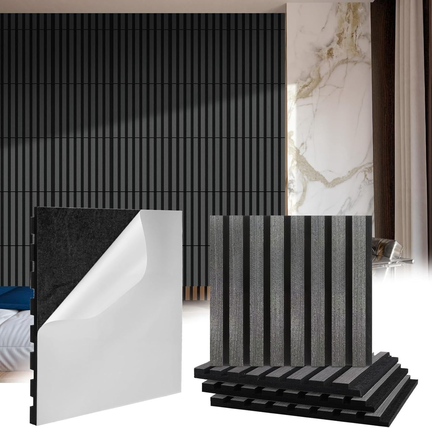 8 count Peel and Stick Panels for Wall 11.8" x 12.6" Acoustic Self ...