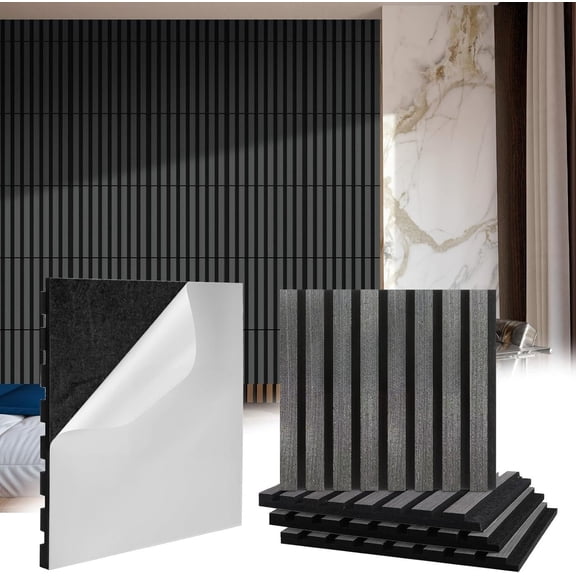 8 count Peel and Stick Panels for Wall 11.8" x 12.6" Acoustic Self Adhesive Slat Soundproof Textured Wall Panels for Interior Decor and Ceilings Decoration(Matte Grey)