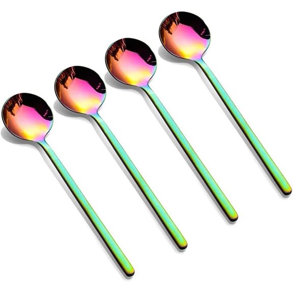 8 count Rainbow Coffee Spoons Matte Frosted Handle Stainless Steel Espresso Spoons 5.3-Inch for Espresso Coffee Ice Cream Sugar Dessert Cake