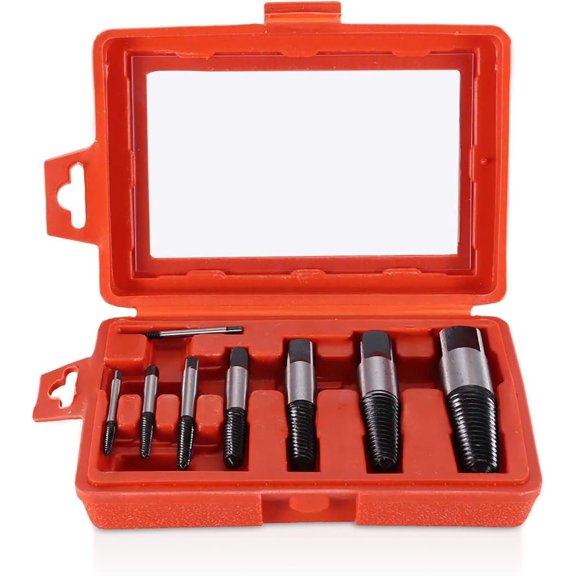 8 count Screw Extractor Set, Broken Pipe Extractor Tool Broken Bolt Remover Kit Damaged Screw Bolt Remover Set, High Strength Carbon Steel