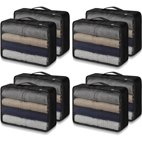 8 count XL Packing Cube for Travel Luggage Organizer Suitcase High Capacity Large Packing Bag Bulk Mesh Travel Cube for Hiking Camping Accessory, 17.7 x 13 x 4.7 Inch (Black)