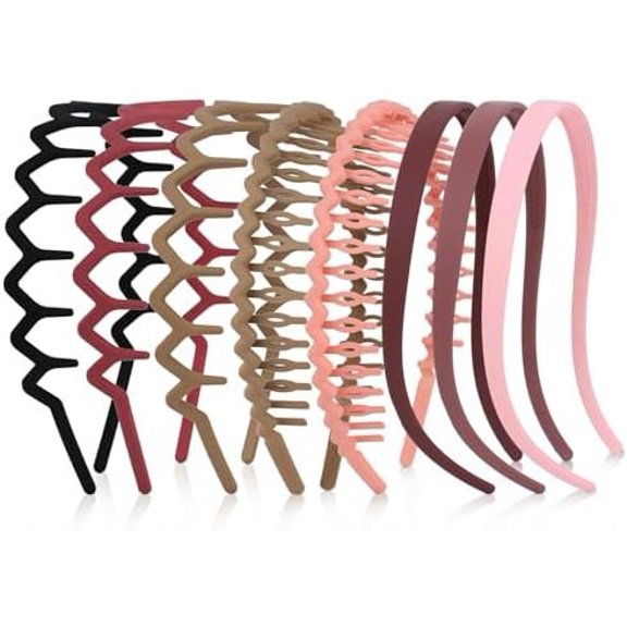 8 count Zig Zag Claw Comb Headbands, Flex No Headbands for Glasses Wearers, Plastic Hair Bands with - Color 3