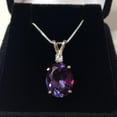 thumbnail image 1 of 8 ct Oval Cut Alexandrite Necklace Large Color Change Sapphire Alexandrite Lab June Birthstone Gift, 1 of 2