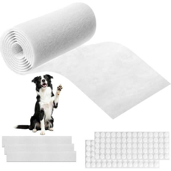 8 custom-sized air filter materials, polyester air filter media with adhesive hook strip suitable for systems, furnaces, return air vents, for home and office use (capturing dust, pet dander, 3.0 mic