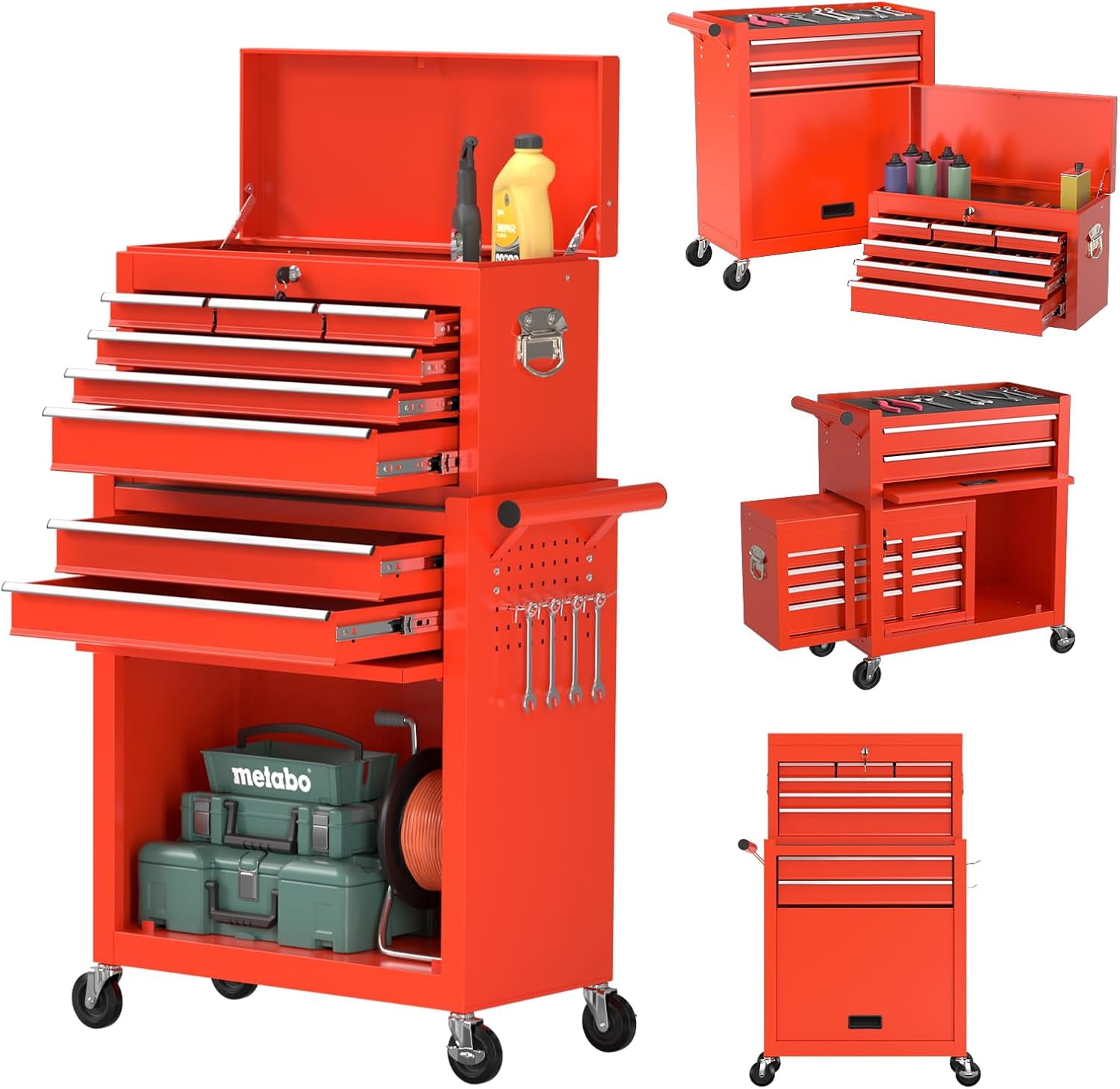 8 drawer tools chest,42.9 inch tool cabinet with Universal Lockable ...