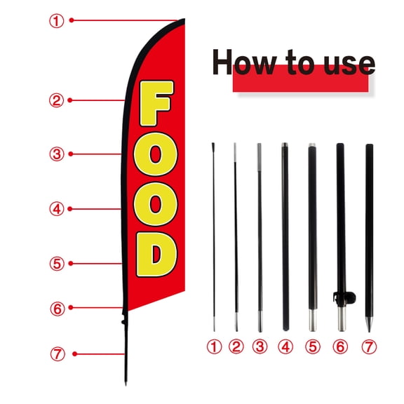 8-foot-tall flag with a pole and stakes -Open Sign Advertising Banner