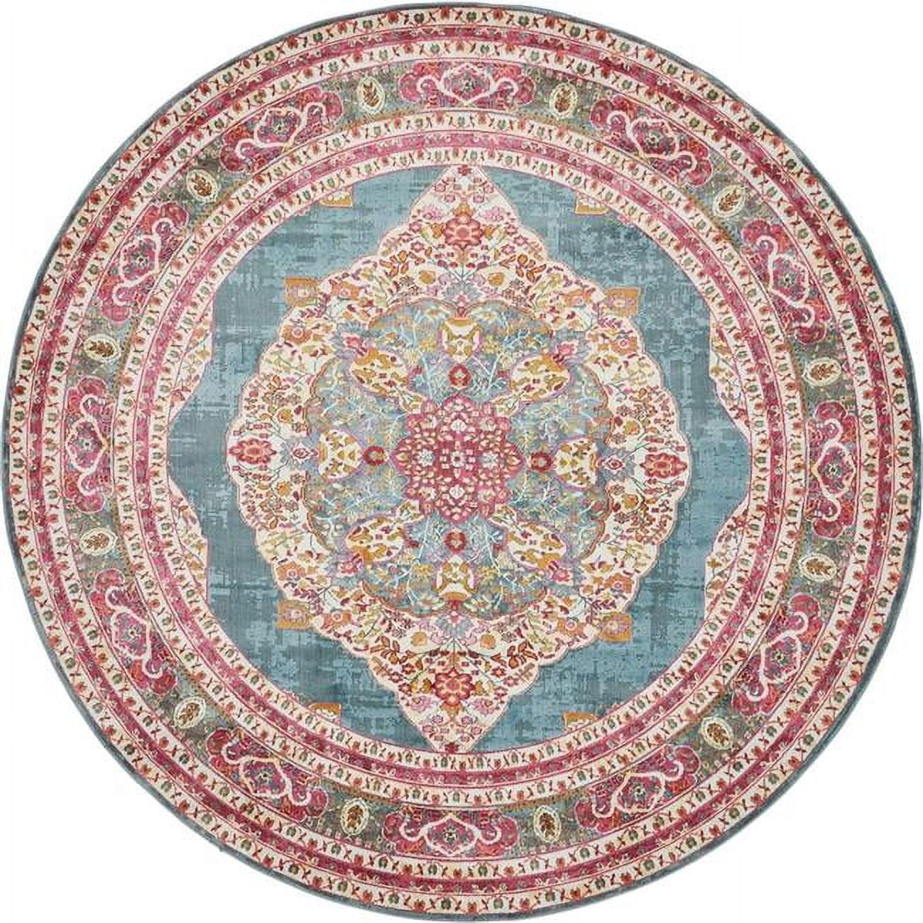 8 ft. 4 in. x 8 ft. 4 in. Regla Baracoa Round Rug, Turquoise - Walmart.com