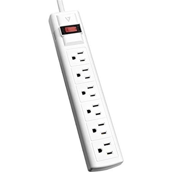 8 ft. 6-Outlet Surge Protector cord & 900 Joules, Power Strip 125V - White