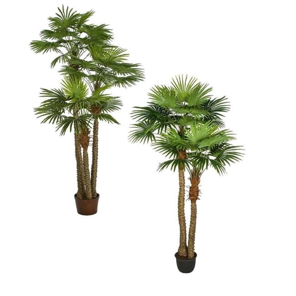 8 ft. Artificial Fan Palm Tree - Green - 8 ft. - Weighted Base - Indoor Decor