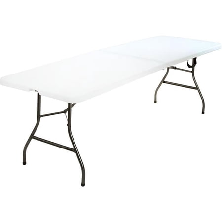 8 ft. BI-Fold Table with Handle, White