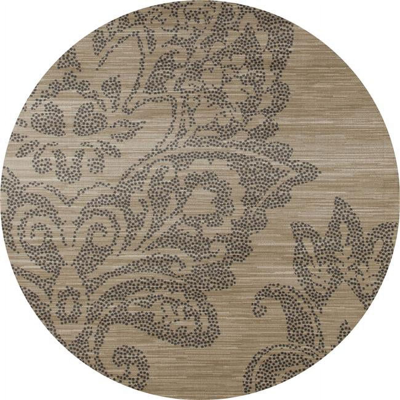 8 ft. Bastille Collection Large Damask Border Woven Round Area Rug ...