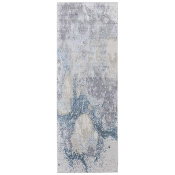 8 ft. Blue Abstract Runner Rug