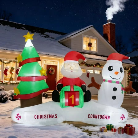 Magotan 8ft Christmas Inflatables Outdoor Decoration Santa Claus and Snowman Christmas Blow Ups with Built in LED Lights Xmas Garden Yard Lawn Decoration
