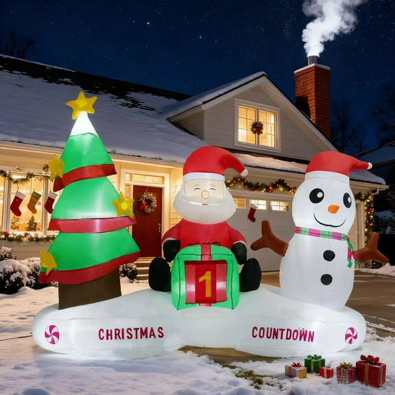 Magotan 8ft Christmas Inflatables Outdoor Decoration Santa Claus and Snowman Christmas Blow Ups with Built in LED Lights Xmas Garden Yard Lawn Decoration