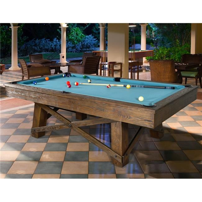 8ft Sage Brown Ash Wood Slate Top Pool Table with Genuine Leather Pockets