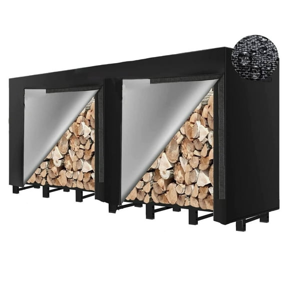 8 ft Firewood Rack Cover ,Waterproof 8 Foot Outdoor Log Pile Holder Storage Covers with Zipper & Buckle (96 x 24 x 49 Inch)
