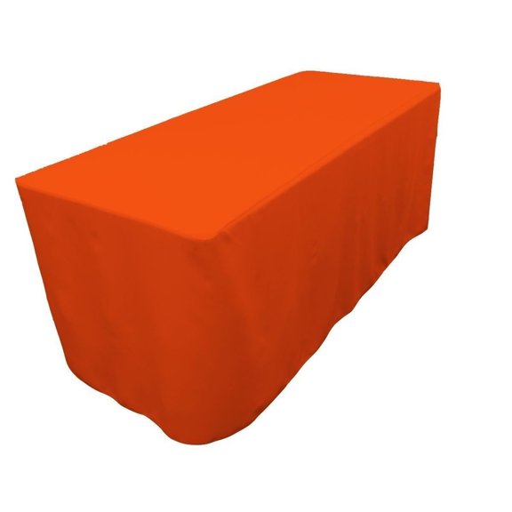 8' ft. Fitted Polyester Table Cover Wedding Banquet Event Tablecloth 21 COLORS", (Color: Orange)