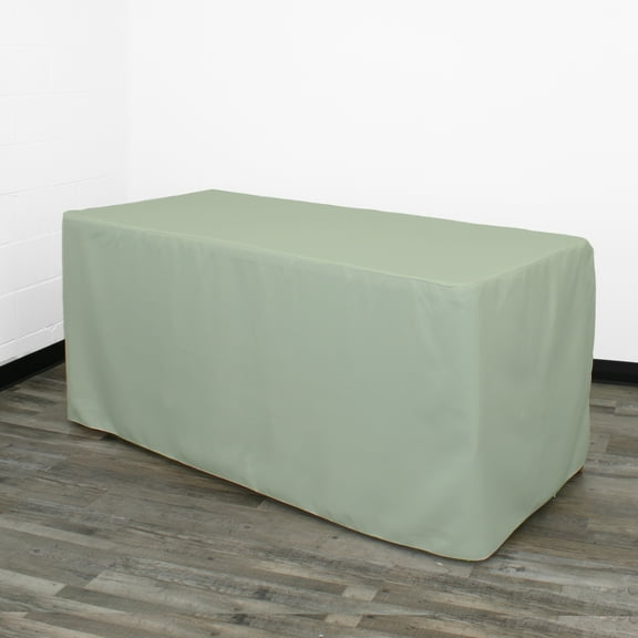 Your Chair Covers - 8 ft. Fitted Polyester Tablecloth Rectangular -Indoor Outdoor Buffet Table, Holiday, Party Dinner, Trade Show (Sage)