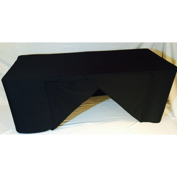 8' ft Fitted Polyester Tablecloth SLIT BACK TableCover Trade show Booth 18 COLOR", (Color: Black)