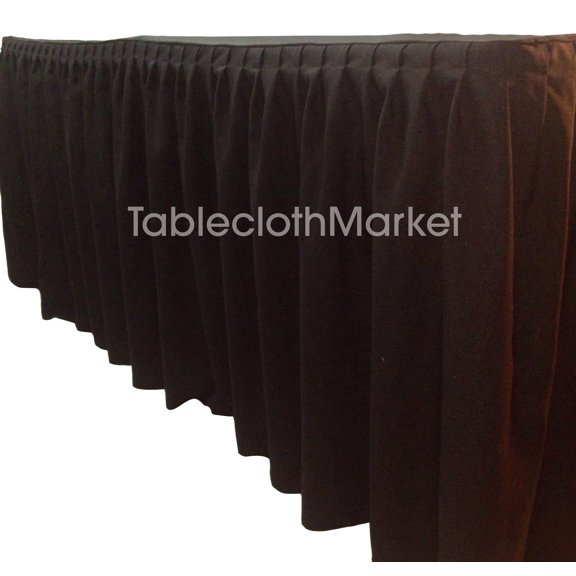 8' ft. Fitted Table Skirting Cover w/ Top Topper Single Pleated Trade show BLACK"