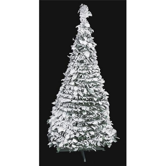 8 ft. Flocked Pop Up Tree - White, Green