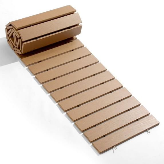 8 ft Garden Path, Wood-Look HDPE Outdoor Walkway, Weather-Resistant Path Composite, Long-Lasting Garden Pathway Decorative, Roll Up Straight Walkway for Patio, Backyard, Beach, Wedding Party