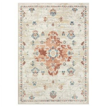 8 ft. Ivory Medallion Runner Rug